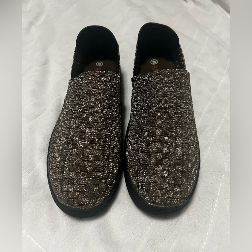 bernie mev. Metallic Brown Woven Slip-On Loafers - Picture 2 of 10